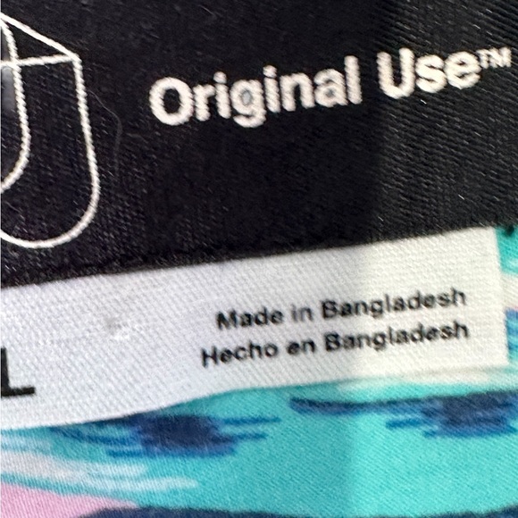 Original Use Tropical Floral Rayon Shirt Pink & Teal Summer Resort Button Up - Picture 6 of 15